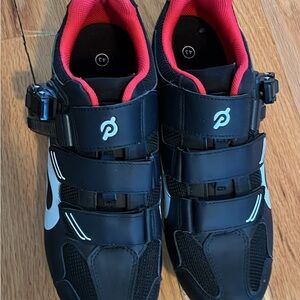 Peloton Black Shoes with Red Lining